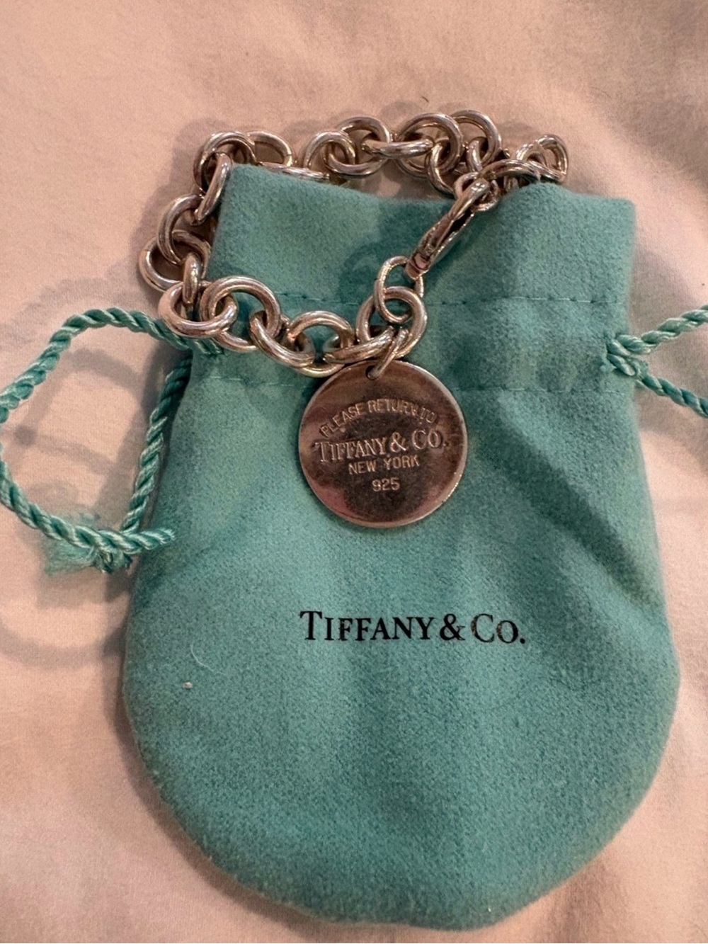 Tiffany & Co Circle Pendant Bracelet with pouch